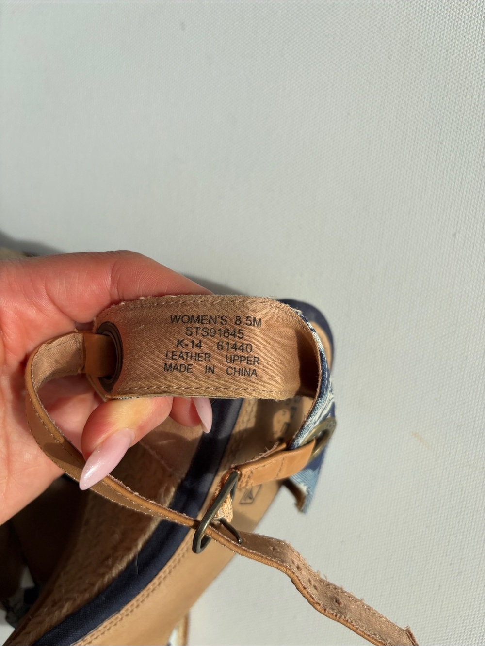 Sperry Blue Floral & Striped Espadrille Wedge Sandals 8.5 - Picture 7 of 8